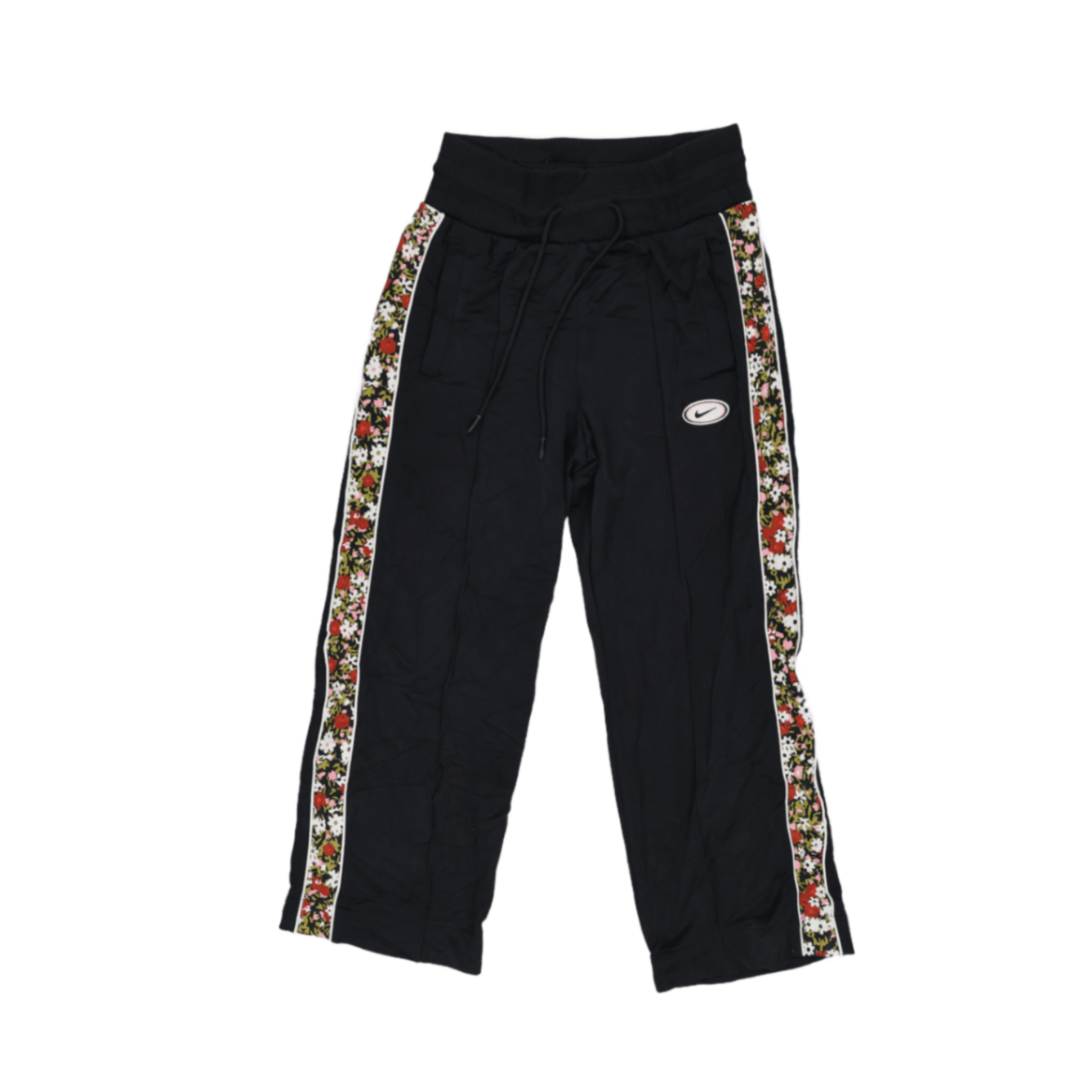 Nike Women's Black Floral Stripe Track Pants XS 100% Polyester Vintage