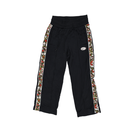Nike Women's Black Floral Stripe Track Pants XS 100% Polyester Vintage