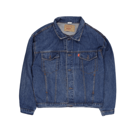 Levi's Original Indigo Denim Trucker Jacket Unisex Size L Blue Cotton Vintage