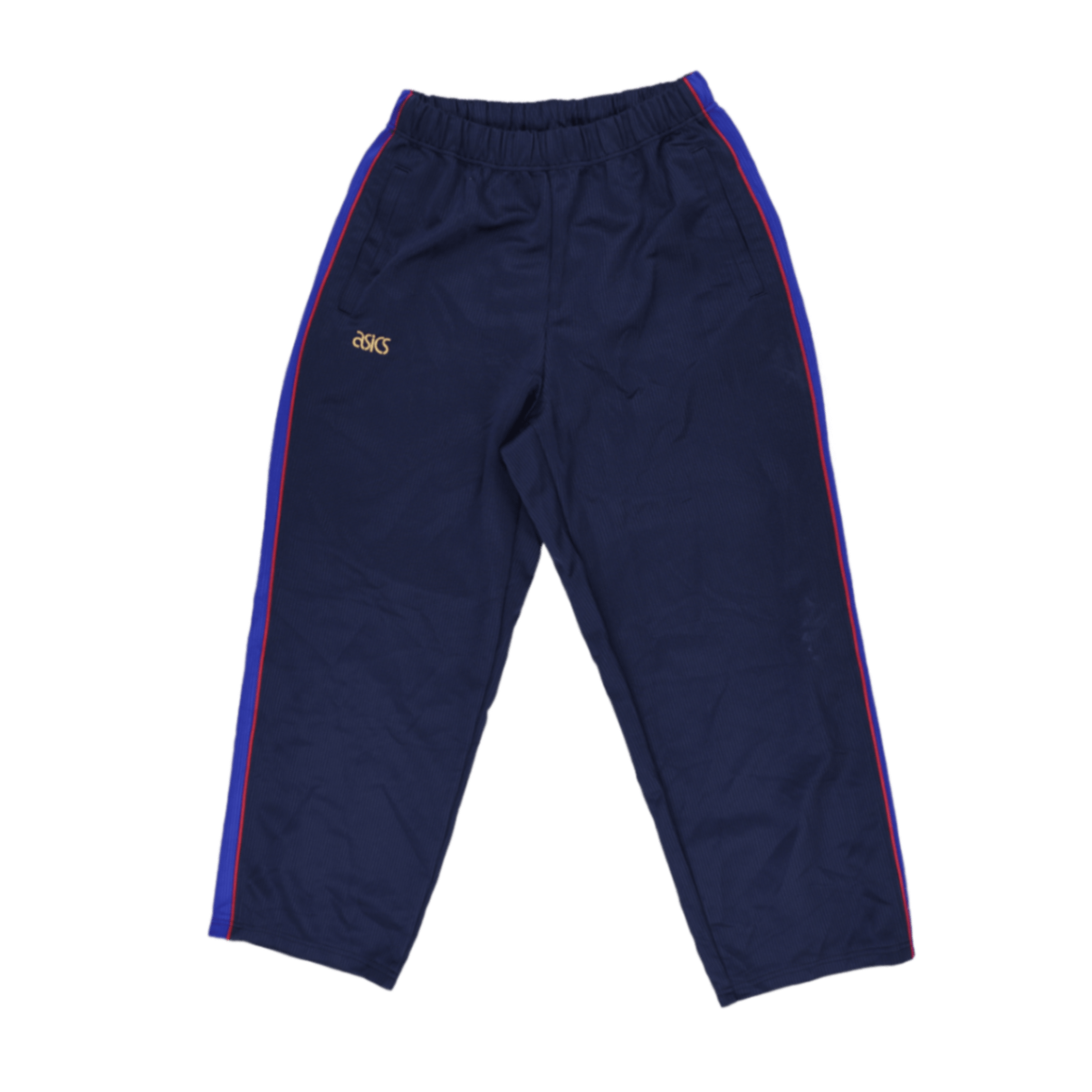 ASICS Navy Blue Track Pants Men's Size Medium Polyester 73 Inseam