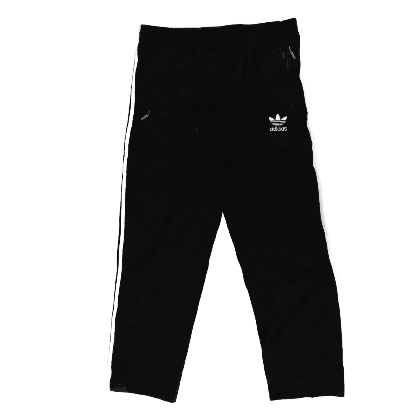 adidas Vintage Black Tracksuit Bottoms Unisex Size M 76 Inseam Nylon