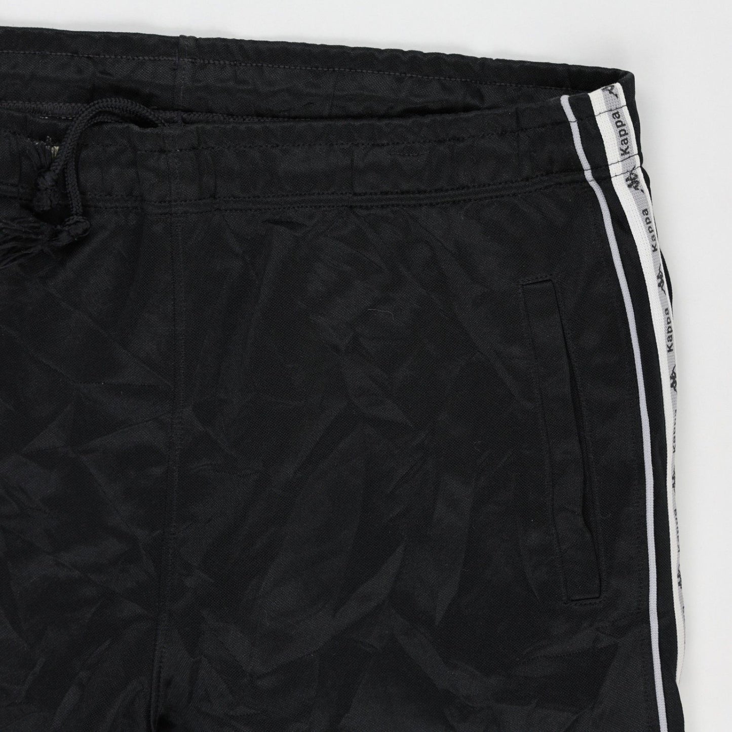 Kappa Black Track Pants Large Polyester Men's Trousers 79cm Inseam 42cm Waist