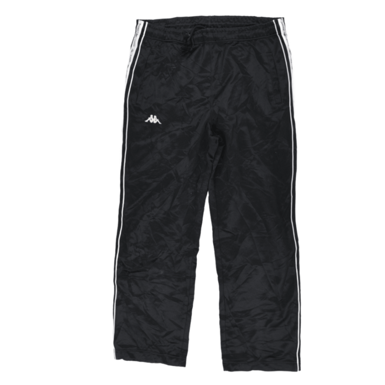 Kappa Black Track Pants Large Polyester Men's Trousers 79cm Inseam 42cm Waist