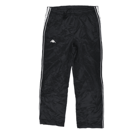 Kappa Black Track Pants Large Polyester Men's Trousers 79cm Inseam 42cm Waist