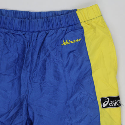 ASICS Shirano Vintage Track Pants Blue Yellow Mens Size M Nylon 74cm Inseam 36cm Waist