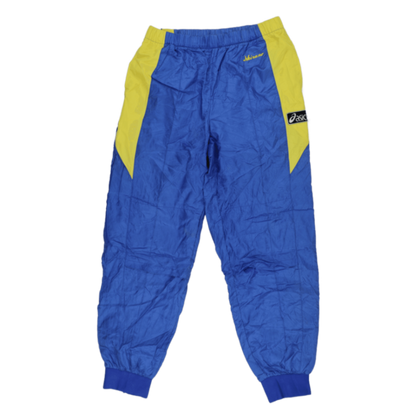 ASICS Shirano Vintage Track Pants Blue Yellow Mens Size M Nylon 74cm Inseam 36cm Waist