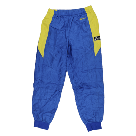 ASICS Shirano Vintage Track Pants Blue Yellow Mens Size M Nylon 74cm Inseam 36cm Waist