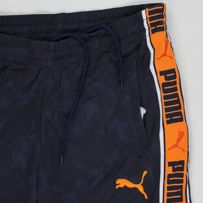 PUMA Navy Blue Orange Camouflage Track Pants Men Medium Polyester 76 cm Inseam 40 cm Waist