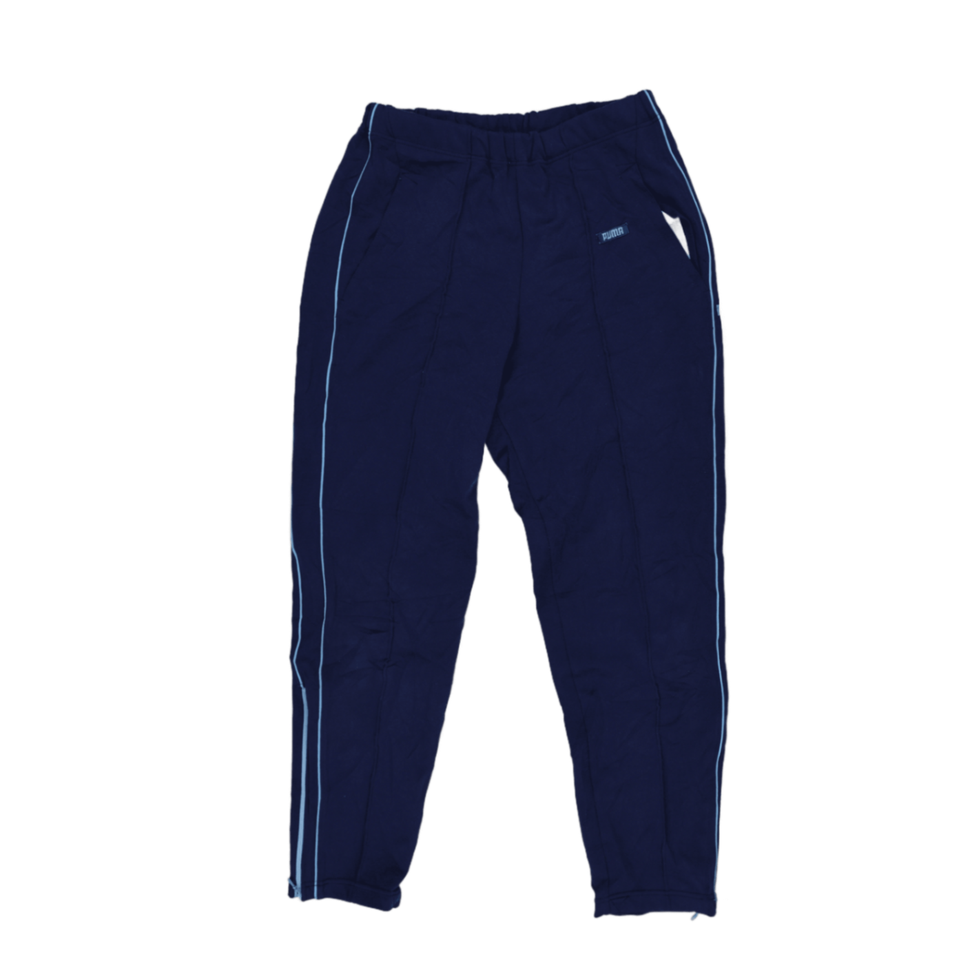 PUMA Navy Blue Track Pants Men's Medium Cotton Blend Vintage 76 cm Inseam 38 cm Waist