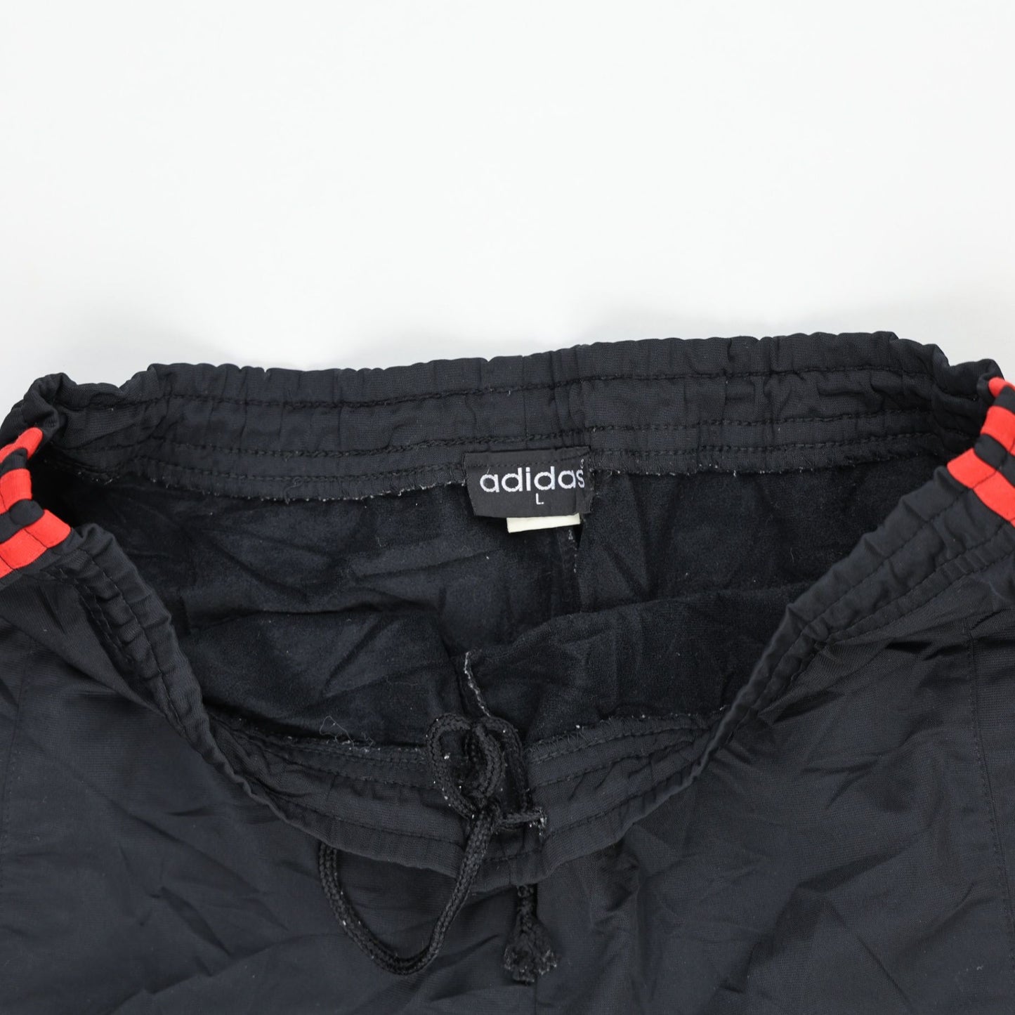 adidas Originals Black Red Three Stripe Trefoil Track Pants Large Polyester
