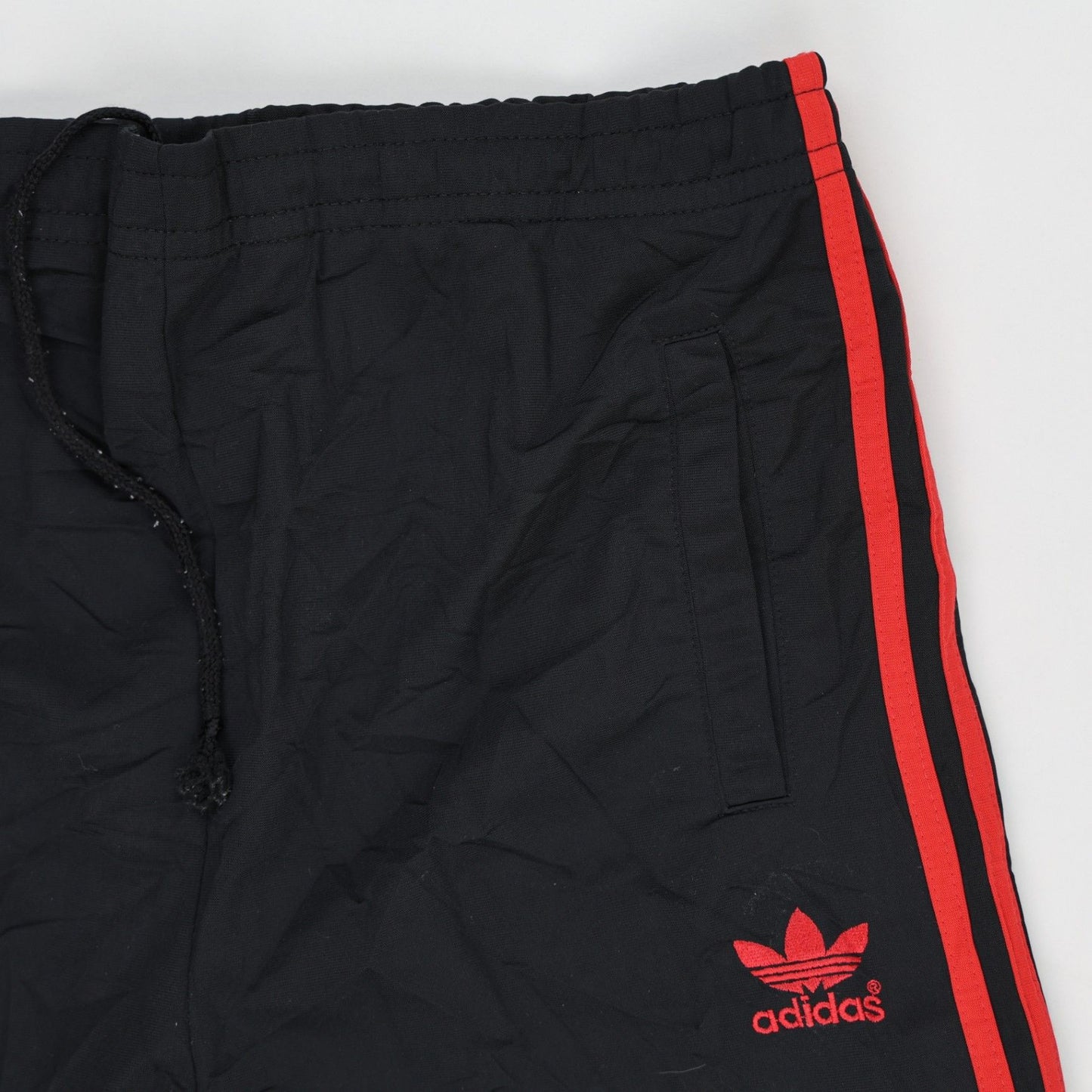 adidas Originals Black Red Three Stripe Trefoil Track Pants Large Polyester