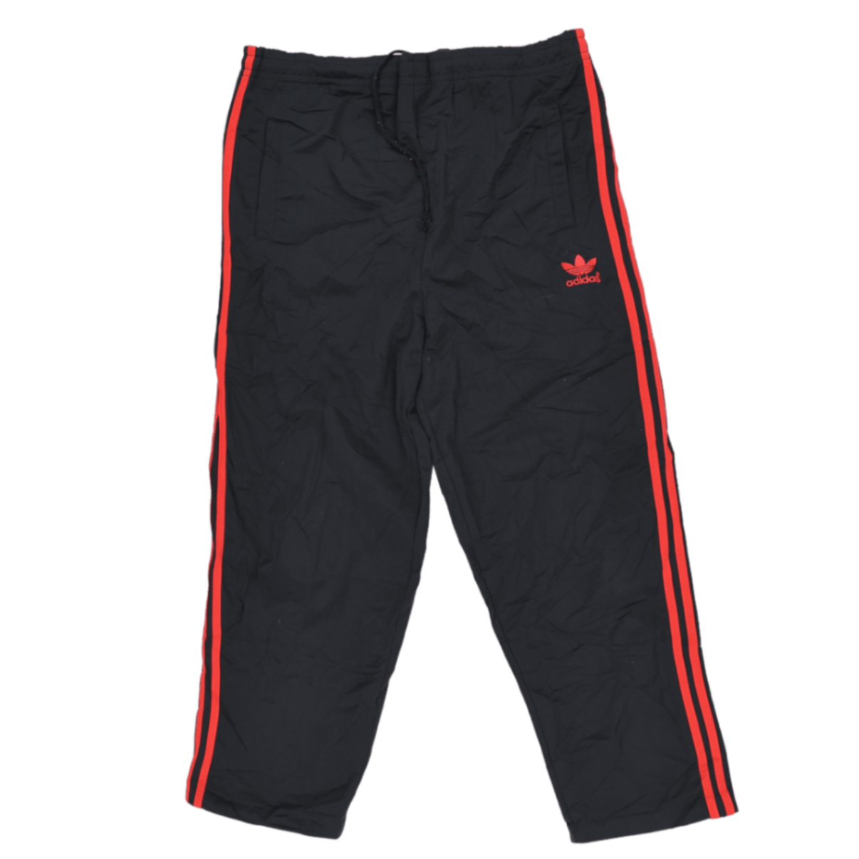 adidas Originals Black Red Three Stripe Trefoil Track Pants Large Polyester