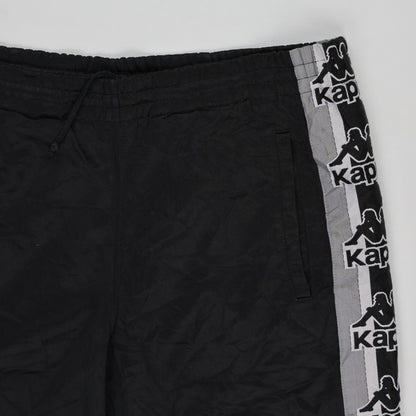 Kappa Vintage Black Grey Logo Tape Track Pants Size L Polyester