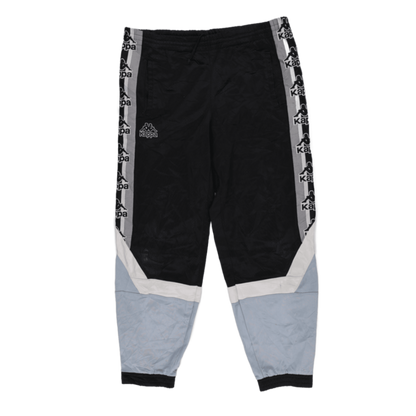 Kappa Vintage Black Grey Logo Tape Track Pants Size L Polyester