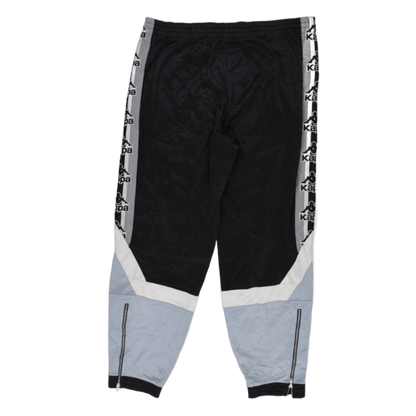 Kappa Vintage Black Grey Logo Tape Track Pants Size L Polyester