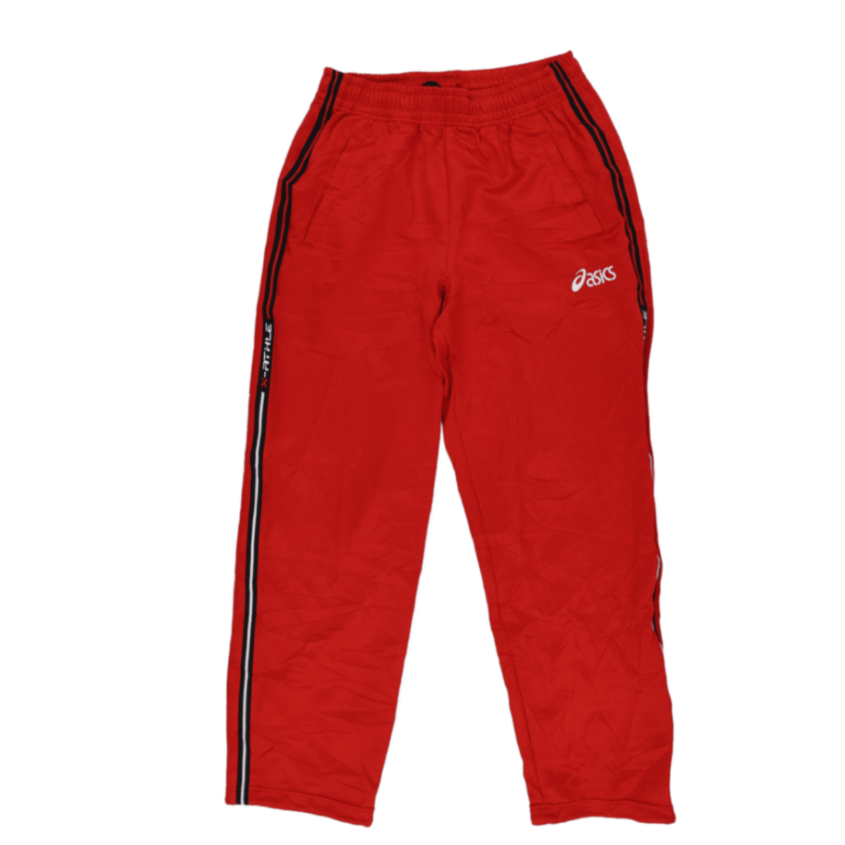 ASICS Red Track Pants Men's Size Medium Polyester Blend Inseam 76 Waist Size 38-44