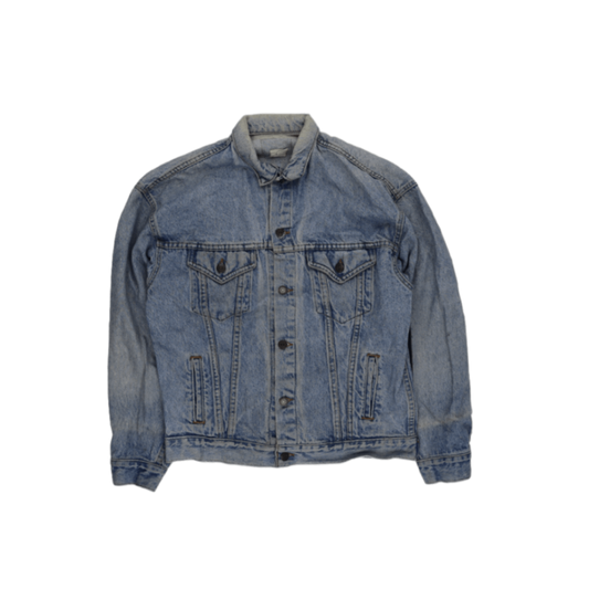 Vintage Blue Denim Jacket for Men Size Medium Cotton Collared Style