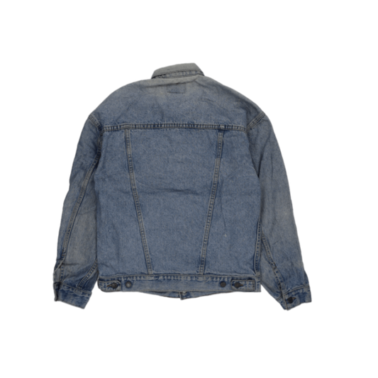 Vintage Blue Denim Jacket for Men Size Medium Cotton Collared Style