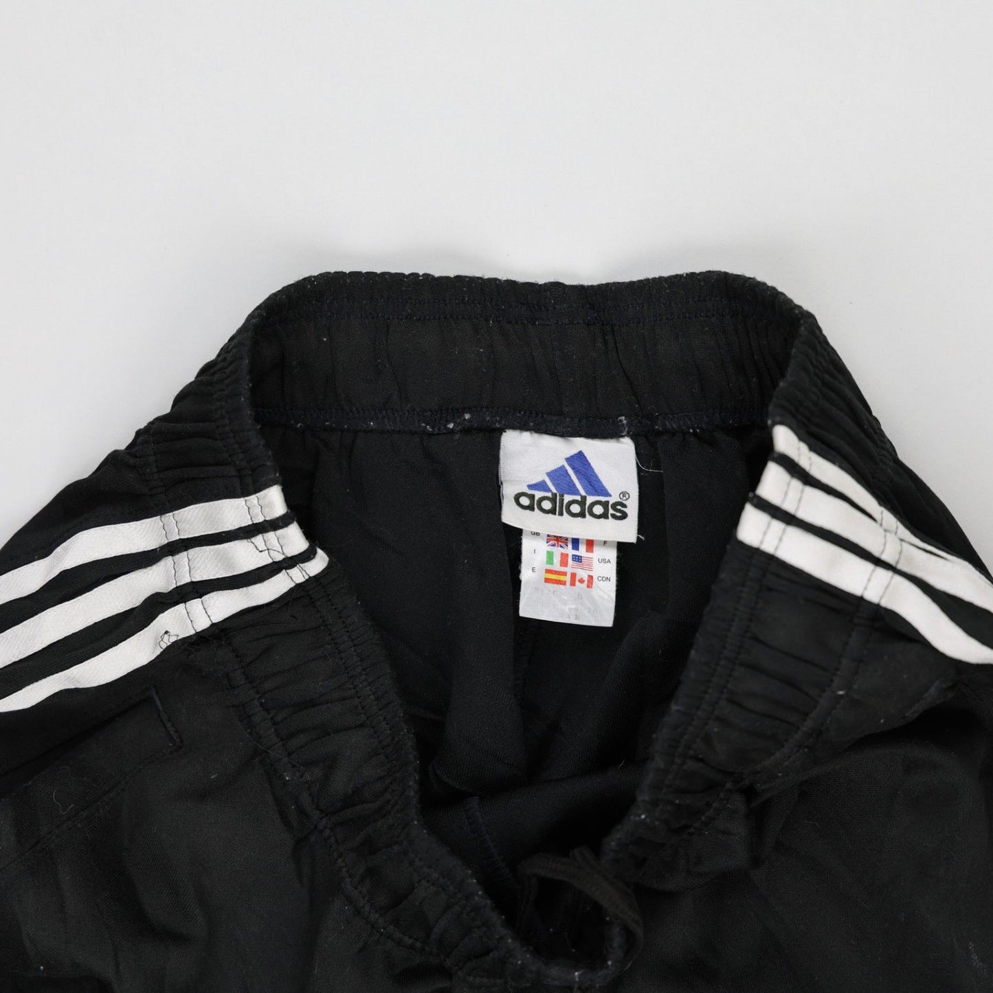 Adidas Black Three Stripes Track Pants Large Polyester Vintage