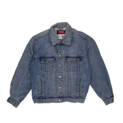 Wrangler Hero Vintage Blue Denim Jacket Large 100 Percent Cotton Collared