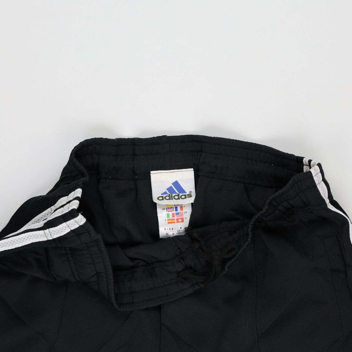 adidas Black Track Trousers Boys Size 8 Vintage Polyester 54 cm Inseam 28 cm Waist