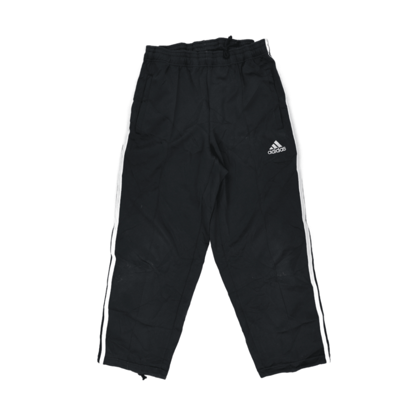 adidas Black Track Trousers Boys Size 8 Vintage Polyester 54 cm Inseam 28 cm Waist