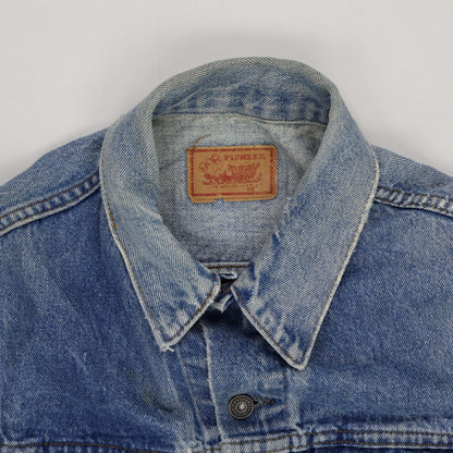 Pioneer Vintage Blue Denim Trucker Jacket Size 42 Large Cotton