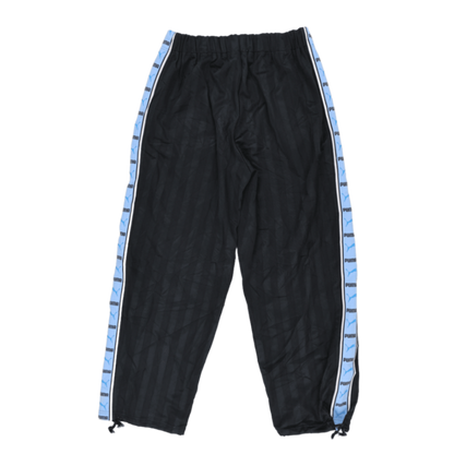 PUMA Vintage Black Track Pants Lightweight Polyester Size L with Blue Side Stripe
