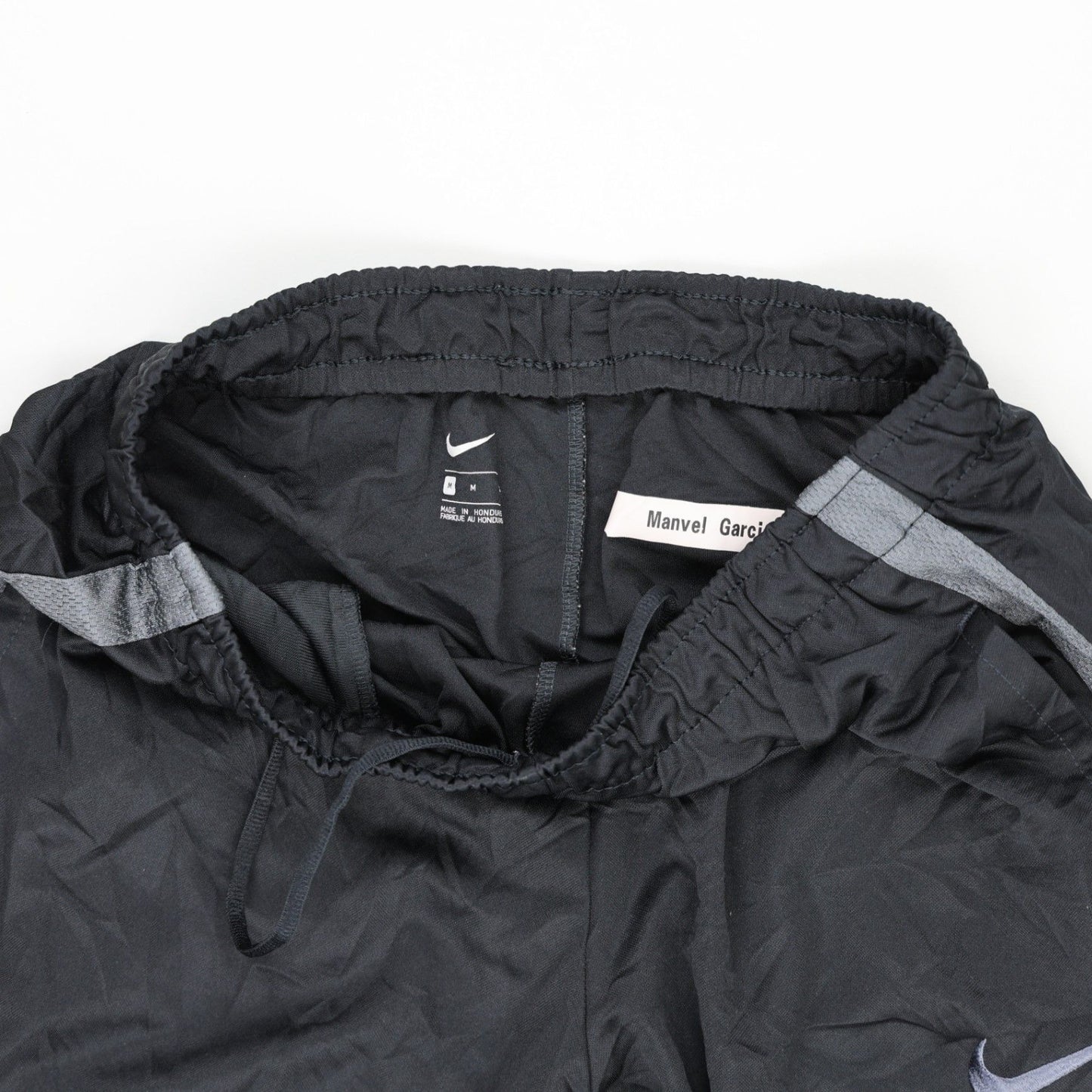 Nike Black Track Pants Men's Medium Nylon Vintage 76 cm Inseam 38 cm Waist with Grey Stripes