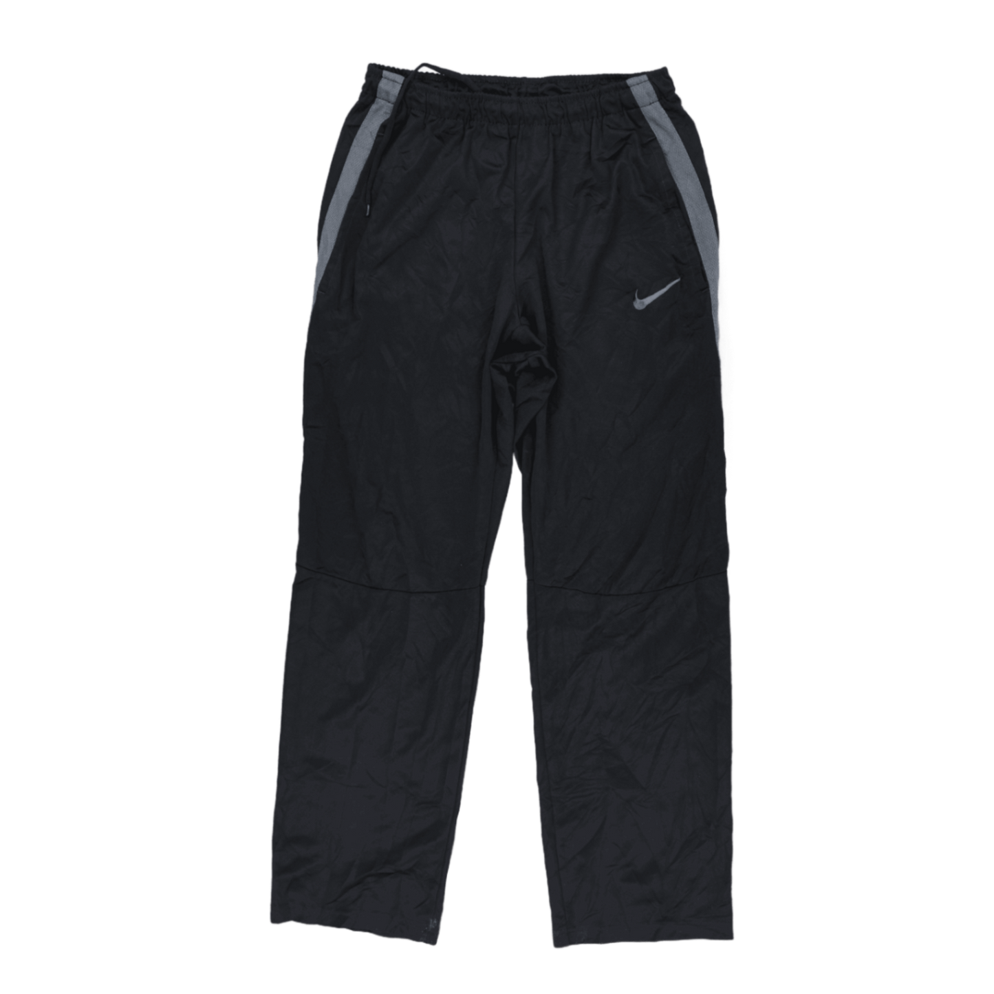 Nike Black Track Pants Men's Medium Nylon Vintage 76 cm Inseam 38 cm Waist with Grey Stripes