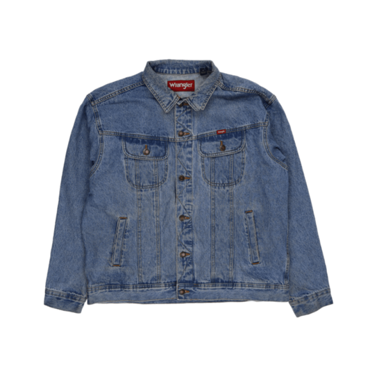 Wrangler Vintage Blue Denim Jacket for Men Size XL Cotton Western Style Collared