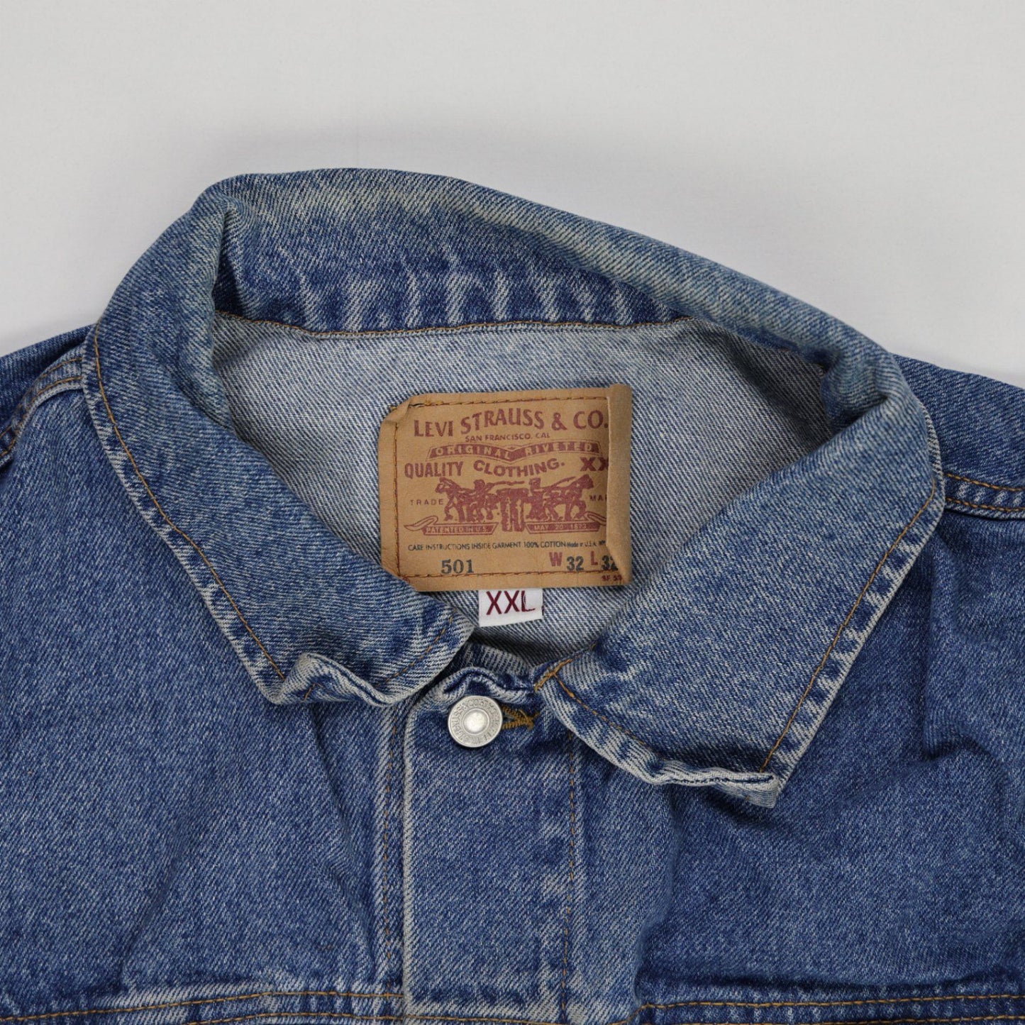 Levi's Vintage Denim Jacket Blue XXL 100% Cotton Collared