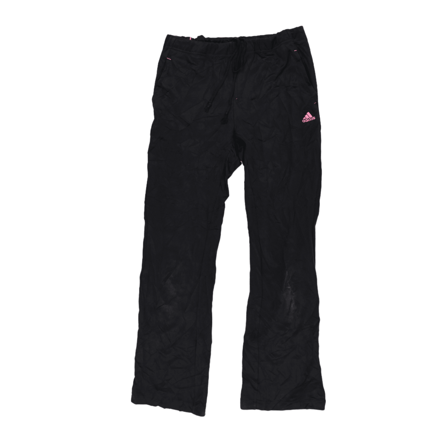 Adidas Vintage Black Pink Logo Track Pants Womens Size L Polyester 77cm Inseam