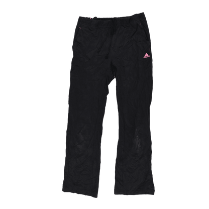 Adidas Vintage Black Pink Logo Track Pants Womens Size L Polyester 77cm Inseam