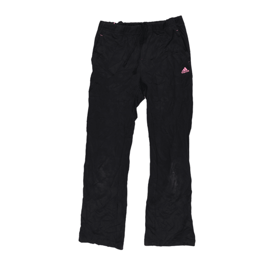 Adidas Vintage Black Pink Logo Track Pants Womens Size L Polyester 77cm Inseam