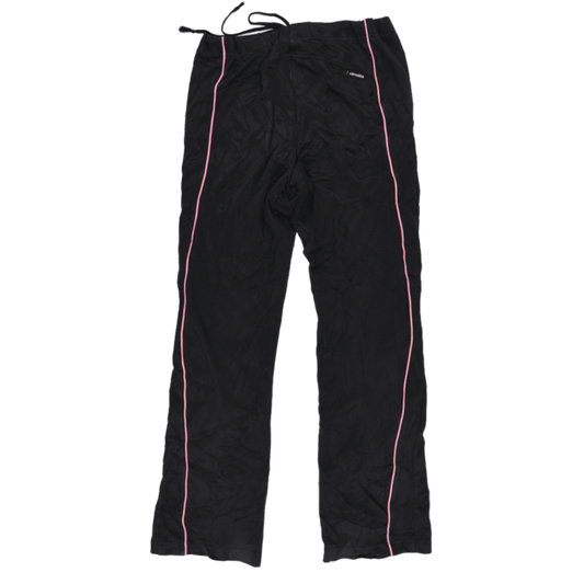 Adidas Vintage Black Pink Logo Track Pants Womens Size L Polyester 77cm Inseam