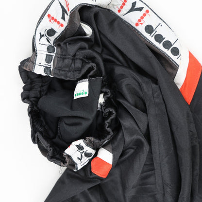 Diadora Vintage Black Track Pants Medium Polyester 77 Inseam