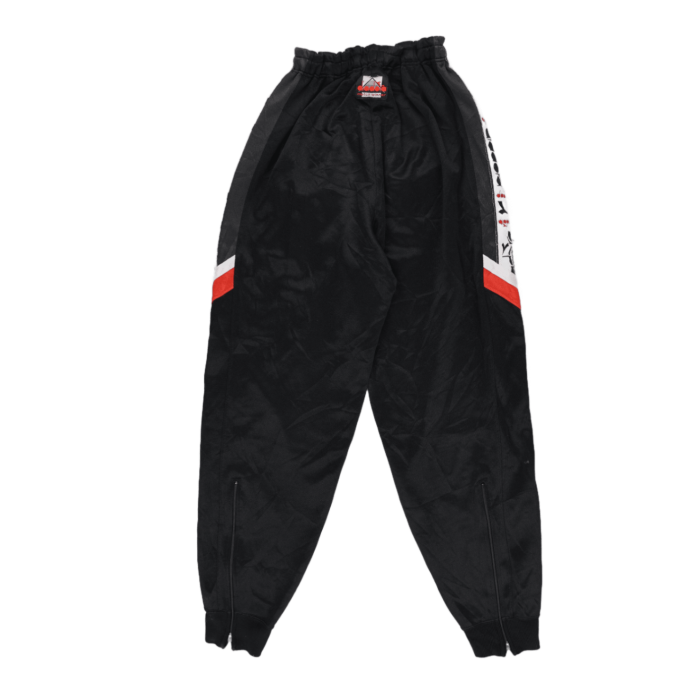 Diadora Vintage Black Track Pants Medium Polyester 77 Inseam