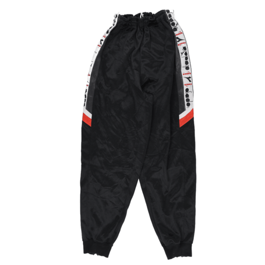 Diadora Vintage Black Track Pants Medium Polyester 77 Inseam