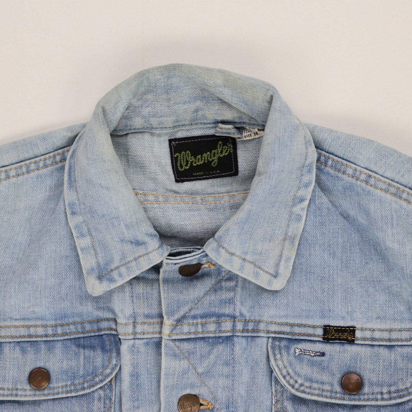 Wrangler Vintage Light Blue Denim Jacket Small Cotton Collared