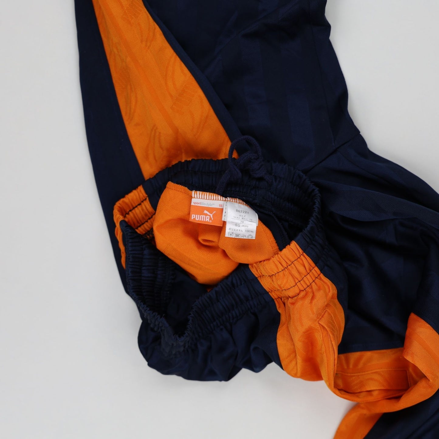 PUMA Vintage Track Pants Navy Blue Orange Medium Polyester 76 cm Inseam 38 cm Waist