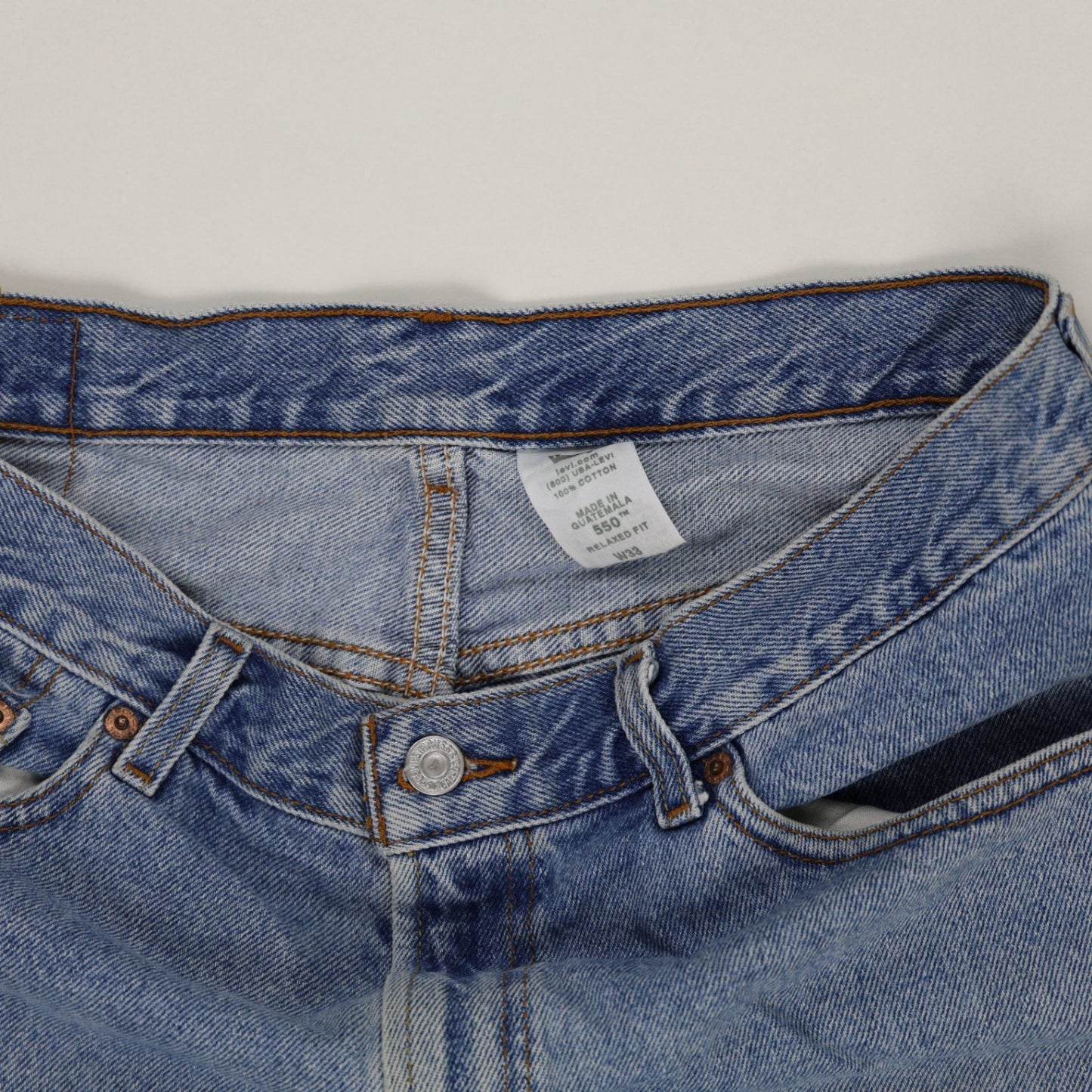 Levi's 550 Vintage Blue Denim Shorts W34 L 100% Cotton Relaxed Fit