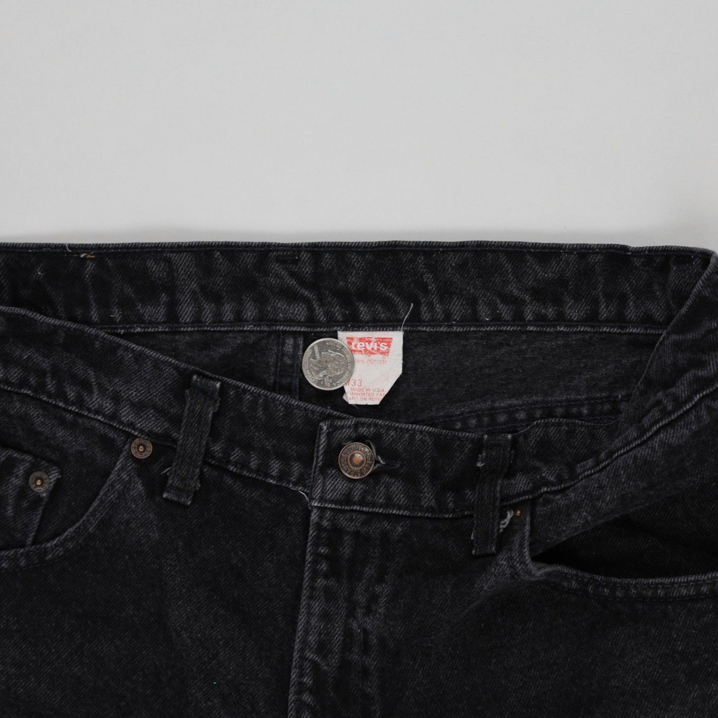 Levi's 560 Black Denim High Waist Raw Hem Cut-Off Shorts W33 Cotton Vintage