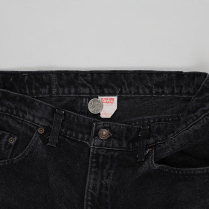 Levi's 560 Black Denim High Waist Raw Hem Cut-Off Shorts W33 Cotton Vintage