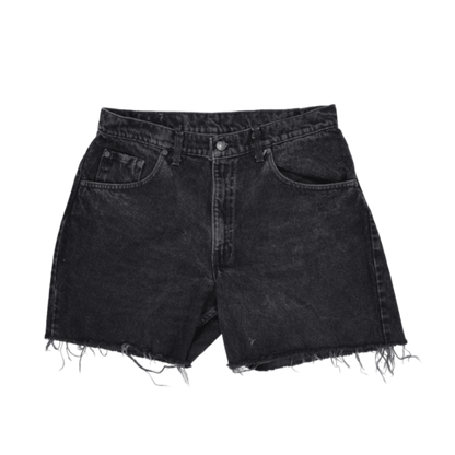Levi's 560 Black Denim High Waist Raw Hem Cut-Off Shorts W33 Cotton Vintage