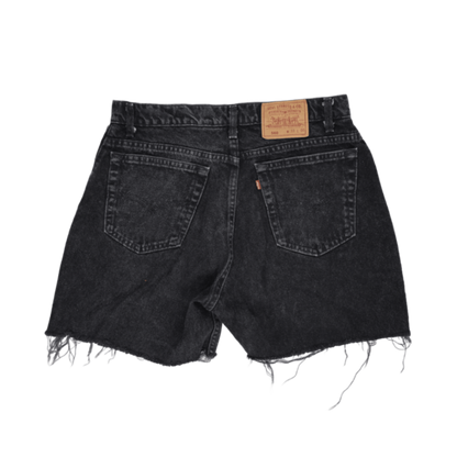 Levi's 560 Black Denim High Waist Raw Hem Cut-Off Shorts W33 Cotton Vintage