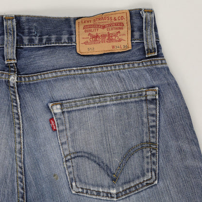Levi's 512 Denim Shorts Blue W34 Cotton Denim Vintage