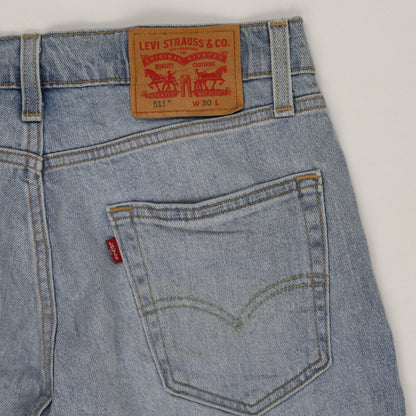 Levi's 511 Slim Fit Light Blue Denim Shorts W30 25 cm Inseam Cotton Vintage