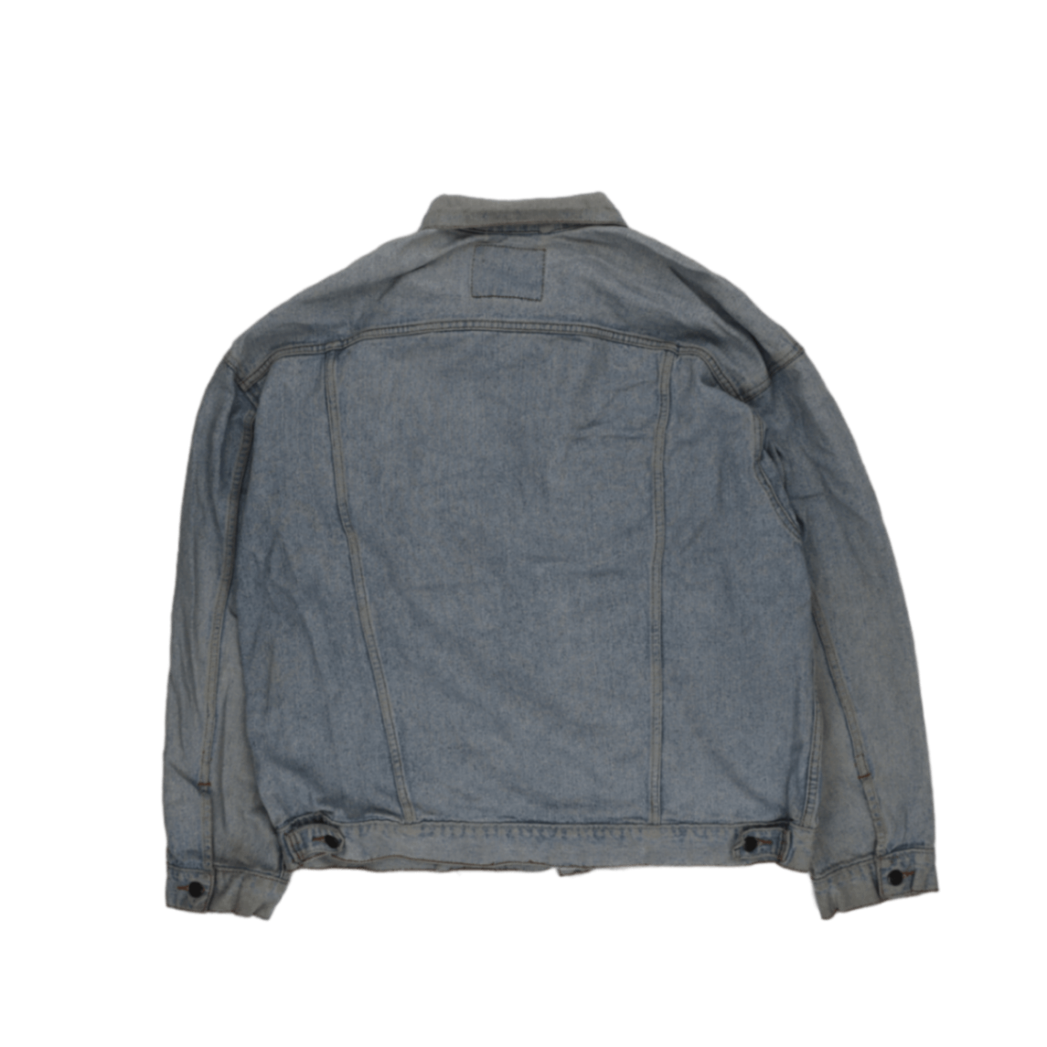 Vintage Light Blue Denim Jacket Men Large 100% Cotton Collared