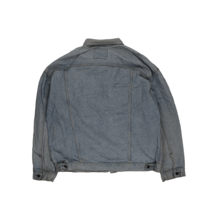 Vintage Light Blue Denim Jacket Men Large 100% Cotton Collared
